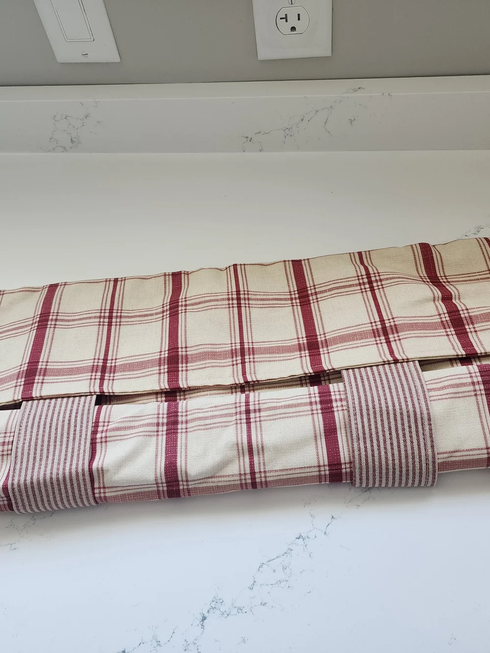Waverly Frech Door Fabric Roll Up Shade Crimson & Cream (2 Panels)